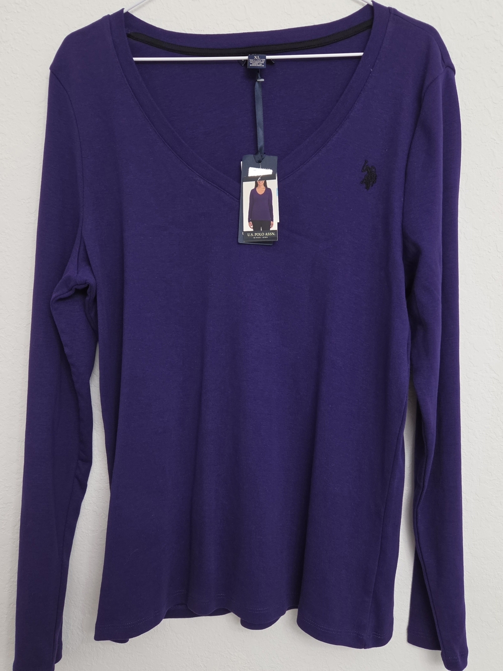 U.S. Polo Assn. Women's V-Neck Long Sleeve Top - Purple